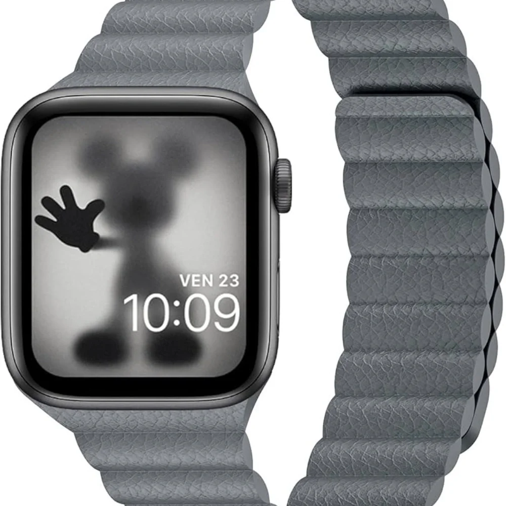 INI Compatible with Apple Watch Band w/ Adjustable Leather Strap